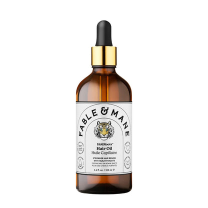 Fable and Mane Hair Oil - HoliRoots Strengthening Serum for Damaged, Frizzy Hair with Ashwagandha, Castor Oil & Scalp Treatment - 1.8FL oz